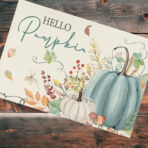 Pumpkin Placemats Set 4 Fall Table Decor Thanksgiving Halloween Decorations Gift - Picture 2 of 3